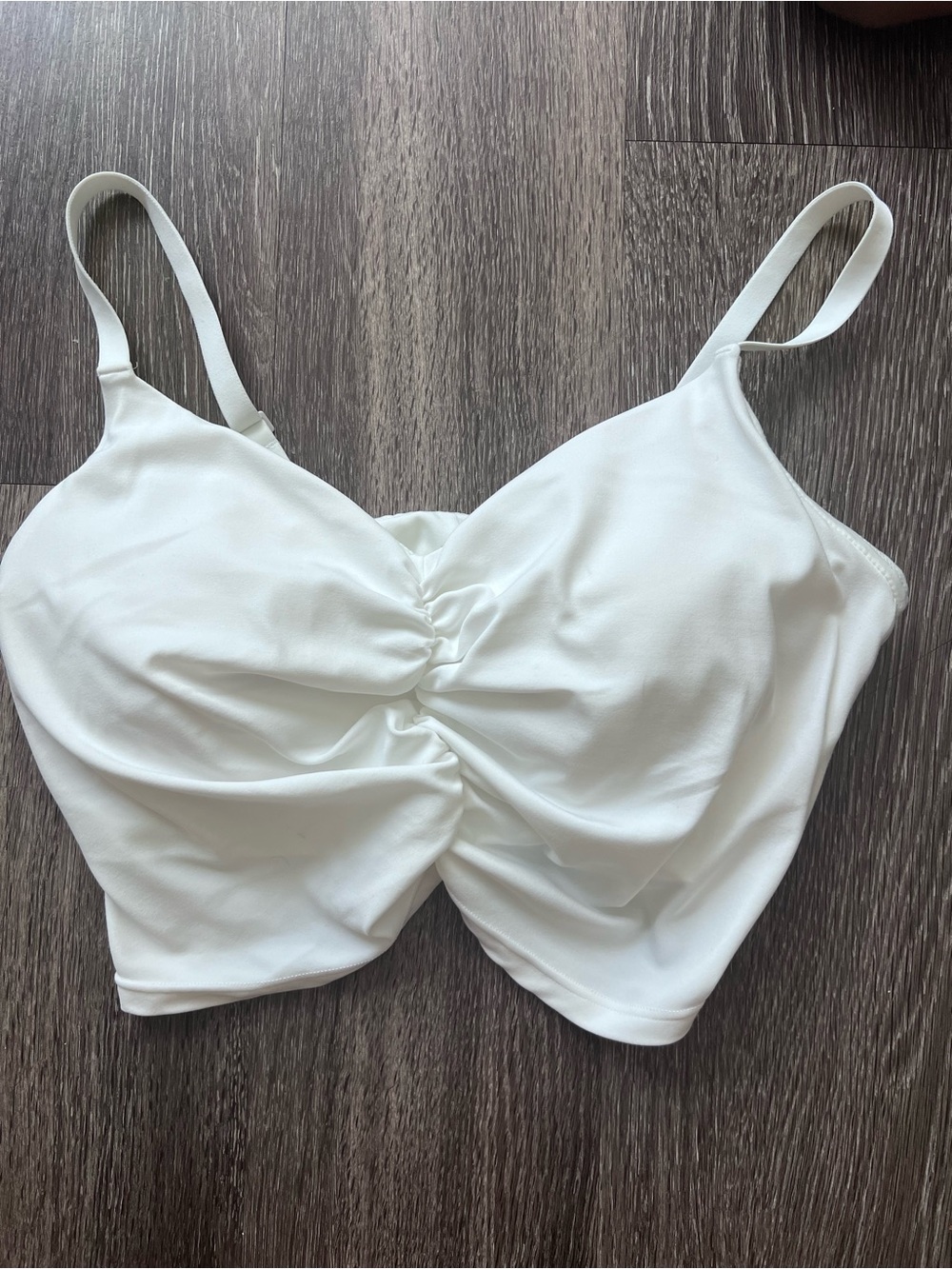 Aerie OFFLINE white ruched padded sports bra/tank top XL